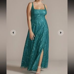 Peacock Square Neck Dress